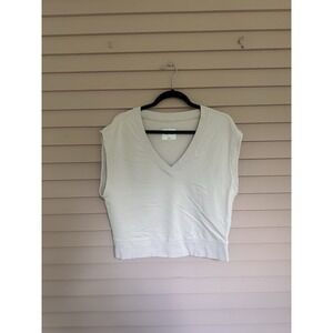 Abercrombie & Fitch Soft White V-Neck Short Sleeve Thick‎ Sweater Vest Size M